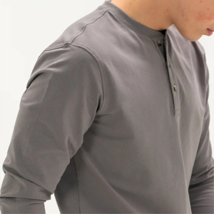 Venta al por mayor 100% algodón hombres Fitness manga larga Camiseta transpirable sin costuras diseño antiarrugas - Product Image 6