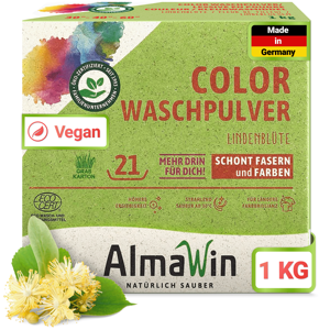 AlmaWin Brand Highlight Color Washing Powder Linden Blossom 1Kg - 21 Loads Vegan Organic Laundry <b>Detergent</b> Powder Baby <b>Detergent</b> - Product Image 1