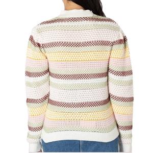 เสื้อสเวตเตอร์ถักลายทางแขนยาวสำหรับผู้หญิง, เสื้อกันหนาวแบบสวมหัวคอกลมใส่สบายสำหรับฤดูหนาว - Product Image 4