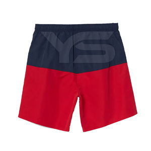 Short de plage en polyester pour hommes, short de plage décontracté, fermeture à cordon de serrage, teint uni, motif solide, polyester non tissé - Product Image 2