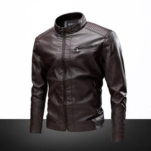 Chaqueta de cuero de estilo informal para hombre de alta calidad Color sólido Venta al por mayor Lona y piel de vaca Prendas de abrigo con estilo - Product Image 3