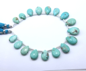 Perles de pierre précieuse turquoise naturelle de l'Arizona, forme poire lisse, 12x8mm-16x11mm, pierres en vrac pour la fabrication de bijoux - Product Image 2