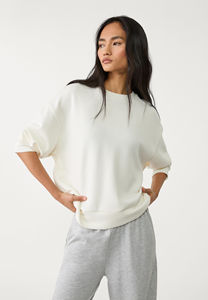 Solid Women Sweatshirts Oversized O-Neck 100% Cotton <b>Drop</b> Shoulder Baggy Style Pullover Sweatshirt Custom Logo - Product Image 5