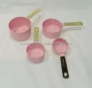 Juego de tazas y cucharas medidoras de metal redondas multicolor con 4 varios tamaños perfectos para hornear en la cocina y cocinar uso diario - Product Image 4