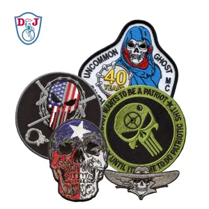 Custom Embroidered Patches Iron On Parches Bordado Skull Biker Patches For Jeans Jacket