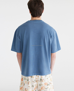 T-shirts tricotés 100% coton décontractés pour hommes manches courtes 220 grammes de tissu léger impression numérique lettrage personnalisé conception vierge - Product Image 5