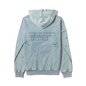 เสื้อสเวตเชิ้ตโอเวอร์ไซส์ผ้าเฟรนช์เทอร์รี่พิมพ์ลายสกรีนแบบกำหนดเอง เสื้อฮู้ดดี้สไตล์ดิสเทรสสำหรับผู้ชาย เสื้อผ้าฤดูหนาว ขายส่งเสื้อฮู้ดดี้สไตล์ดิสเทรส - Product Image 2