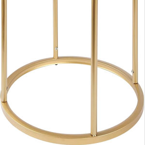 Modern <b>Round</b> Marble <b>Nesting</b> Coffee <b>Tables</b> Gold Metal Frame - Product Image 3