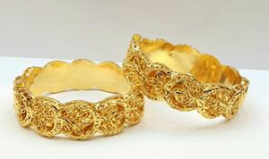 Venta al por mayor de alta calidad elegante 24K chapado en oro brazaletes de latón inoxidable pulseras de joyería de moda - Product Image 3