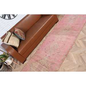 พรมขนาด 2.8x10 ฟุต, พรมวินเทจแบบ Runner, พรมเปอร์เซียสีชมพู - Product Image 3