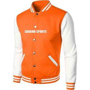 Fabrication sur mesure de vestes universitaires vierges pour hommes, manches en cuir, style baseball, décontractées, amples, en jersey - Product Image 1