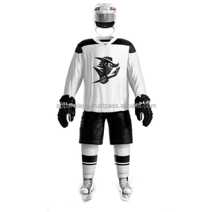 Ensemble de maillots de hockey sur glace avec logo brodé personnalisé en gros d'usine 100% Polyester Sublimation Design Team Club Hockey - Product Image 5