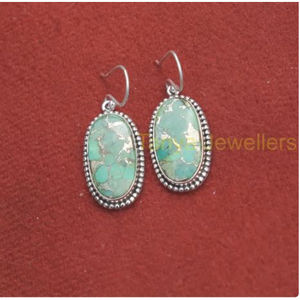 Pendientes de Plata de Ley 925 con Turquesa Verde Cobre, Pendientes Colgantes, Regalo de Turquesa para Mujer - Product Image 6