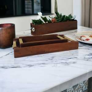 Juego de bandejas rectangulares de madera de mango marrón Natural hechas a mano, decoración ecológica para fiesta de boda de Navidad para platos - Product Image 2