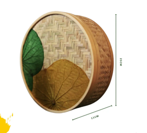 กล่องไม้ไผ่ทรงกลมทำด้วยมือพร้อมใบบัว-กล่องเก็บของรักษ์โลกและของขวัญ | Viet fargimex - Product Image 2