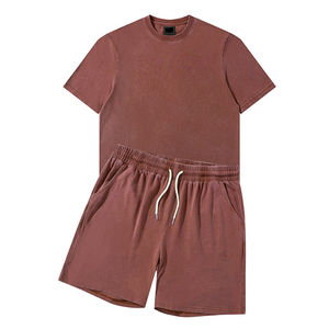 Nouvel Arrivage – Ensemble Survêtement Homme Été Simple et Ample, Col Rond, Couleur Unie, avec Logo Personnalisé – T-shirt et Short Minimalistes - Product Image 6