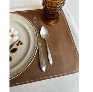 New Arrival Best Quality Handmade Luxury Pure Leather <b>Placemats</b> Customized Leather <b>Table</b> Mat Decorative leather <b>Placemat</b> - Product Image 5