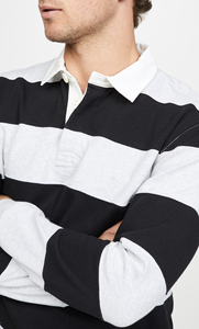 Le plus récent à la mode hommes rayé impression décontracté polos à manches longues t-shirt pour hommes - Product Image 6