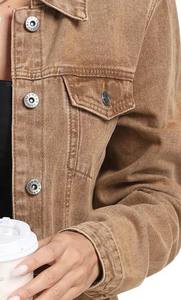 Veste en jean personnalisée pour femmes Veste en jean marron personnalisée pour femmes Vestes en jean stylées - Product Image 4