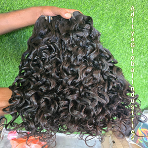 Extensions de cheveux bouclés et rebondissants, cheveux indiens d'un seul donneur, double trame, double trame machine, extrémités épaisses, mèches de cheveux - Product Image 1