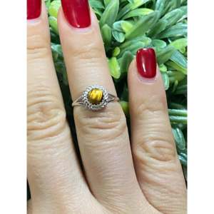 Navajo Handcrafted Tigers Eye Sterling <b>Silver</b> Statement <b>Ring</b> for <b>Men</b> Oval Cut Natural Gemstone - Product Image 2