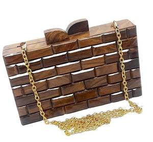 Sac à main en bois avec bandoulière chaîne, sac à main en bois fait main, sac à main en bois, accessoire de mariée pour événement de mariage - Product Image 5