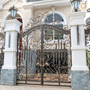 Portails de cour en fer forgé raffiné avec modélisation 3D, sécurité antivol, finition galvanisée pour un extérieur résidentiel élégant - Product Image 6