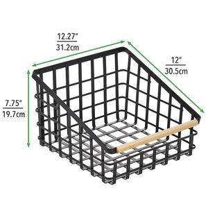 Nouveauté panier de rangement en métal noir mat avec poignée en bois paniers de rangement pour ustensiles de cuisine - Product Image 4