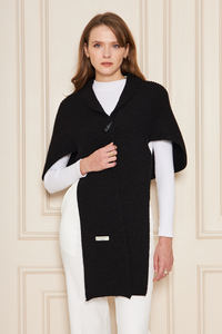 Poncho-châle chic pour femme à capuche en tricot, élégant, chaud, doux au toucher, respirant, écharpe d'hiver à capuche, tricot multifonctionnel - Product Image 2