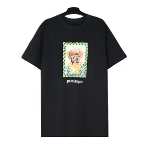 Nieuwe Korte Mouwen Puppy Print Geen Fade Mode Merk Half Mouwen T-shirt Mannen Palm Top Paar Shirts