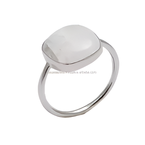 Anillo Clásico de Plata de Ley 925 con Piedra Lunar Arcoíris Natural, con Engaste de Bisel, Moderno, para Boda, Aniversario, Compromiso, Unisex - Product Image 3