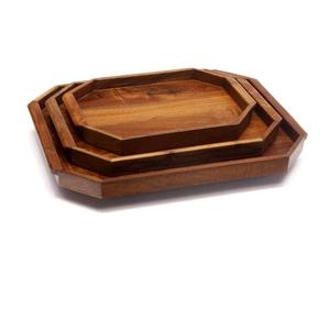 Décoration de table Vaisselle Plat de service alimentaire Plateaux en bois Fabriqué à la main Plateau de service ovale en bois pour salade et fruits - Product Image 4