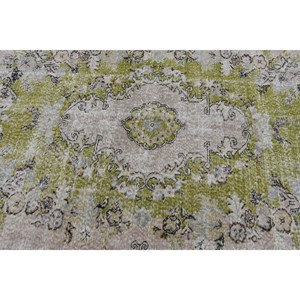 Tapis turc vintage 5.4 x 8.7ft vert beige laine Patchwork Design Latex pour la maison salon chevet couloir rectangulaire Tabriz - Product Image 5
