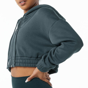 OEM ODM Oversized <b>Crop</b> Custom Women's Printed Terry Fabric Autumn Casual Hoodie Hoodies Sweatshirts Hooded <b>Top</b> Factory Wholesale - Product Image 3