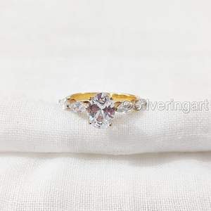 แหวนสตรีธรรมชาติสีขาวบุษราคัม CZ พลอยราศีเมถุน November birthstone Dainty STACKABLE Ring เครื่องประดับ925แหวนเงินสเตอร์ลิง - Product Image 2