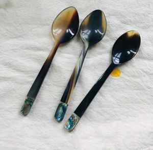 Cubiertos de mango largo de buena calidad, 3 uds., cubiertos, cuchara para ensalada, utensilios de cocina ideales, vajilla de mesa, juegos de cucharas de cuerno - Product Image 4