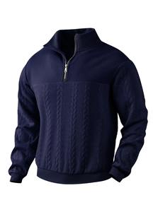 เสื้อกั๊กไหมพรมผู้ชาย สไตล์ลำลอง สำหรับฤดูใบไม้ร่วงและฤดูหนาว ลายแจ็คการ์ดเรียบง่าย แขนยาว ซิปหน้า ทรงเข้ารูป ระบายอากาศได้ดี เหมาะสำหรับใส่ในชีวิตประจำวัน - Product Image 6