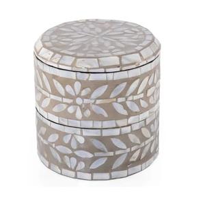 Home Kitchen Organizing Jar Food & Decorative Items <b>Set</b> of Three Elegant Acacia Wood <b>Canister</b> Storage Jars With Tray - Product Image 4