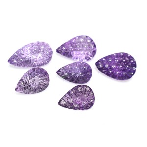 6 piezas amatista tallada amatista miel peine patrón tallado cabujón tallado Natural amatista piedra preciosa cabujón - Product Image 3