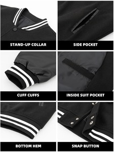 เสื้อแจ็คเก็ตบอมเบอร์บางปักลายตัวอักษร Varsity สำหรับผู้ชายจาก Sensel Sports แขนเสื้อทำจากผ้าขนสัตว์ ระบายอากาศได้ดี แห้งเร็ว เหมาะสำหรับใส่ในฤดูหนาว - Product Image 4