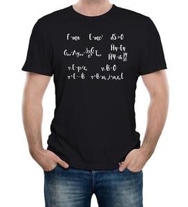เสื้อยืดแขนสั้นสีดำสำหรับผู้ชาย พิมพ์สูตรฟิสิกส์ด้านหน้า ทรงปกติ คอกลม ลำลอง ผ้าฝ้าย 100% เนื้อนุ่ม - Product Image 1