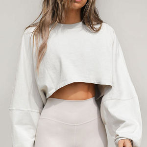 ราคาขายส่งออกแบบโลโก้ที่กําหนดเองระเหิดและพัฟพิมพ์เสื้อกันหนาวผู้หญิงขนาด Crop Top เสื้อสเวตเตอร์มีสไตล์เซ็กซี่ - Product Image 6