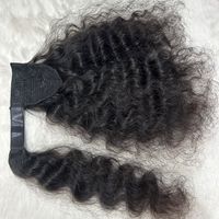 Extension de cheveux Arrow Exim Wrap-Around Ponytail bouclée en cheveux indiens Remy, pré-collée, noire, longueur moyenne, 100g