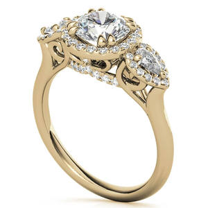 Anillo de Halo Romántico de Tres Piedras con Corte Redondo Original de Moissanita para Mujer, Plata 925, Regalo Clásico para Boda o Fiesta para Novia - Product Image 4