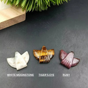 High Quality Hand Carved Eagle Bird <b>Crystal</b> Flat Back Polished Loose Stones for Jewelry Making Mixed Gemstone Eagle Carving - Product Image 4