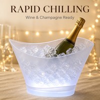 Seau à glace en plastique LED 12L avec base lumineuse, refroidisseur de champagne étanche en PP pour restaurant, bar, fête, OEM, ODM, vente en gros