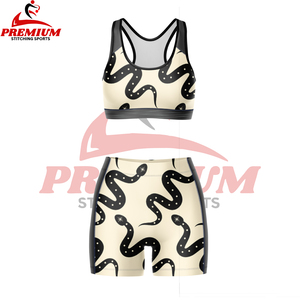 Conjunto de sujetador deportivo para mujer, conjuntos cortos de cuerpo para mujer, venta al por mayor, barato, 100% poliéster, transpirable, logotipo personalizado, conjuntos de sujetador y bragas - Product Image 3