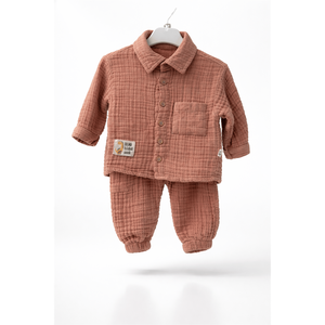 Conjunto de Ropa para Bebé Niño de Muselina 100% Algodón con Estampado de Dinosaurios, Estilo Insuit para 12-18 y 18-24 Meses, 2 Piezas, Venta al Por Mayor - Product Image 2