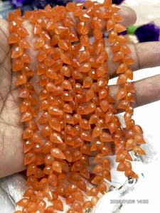 AAA Natural <b>Red</b> Carnelian Faceted Briolette Teardrop Fancy Drill 8 Inch Strand 6x9mm Approx - Product Image 4