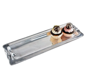 Poignée décorative à la mode chaude plateau arrondi en aluminium miroir plateau de service en métal poli plats pour hôtel et restaurant à la maison - Product Image 6